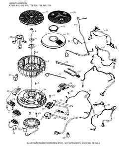 Kt745-3102 Ignition And Charging Diagram and Parts List for KT745-3102  Cub Cadet Lawn Tractor